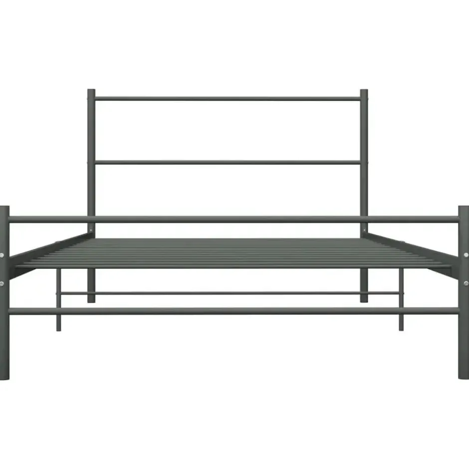 vidaXL - Bed frame met hoofdeinde - Grijs - Metaal - 90x200 cm
