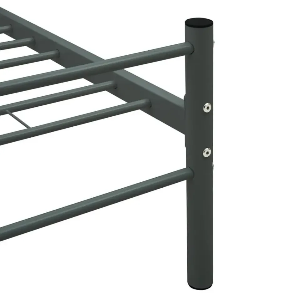 vidaXL - Bed frame met hoofdeinde - Grijs - Metaal - 90x200 cm