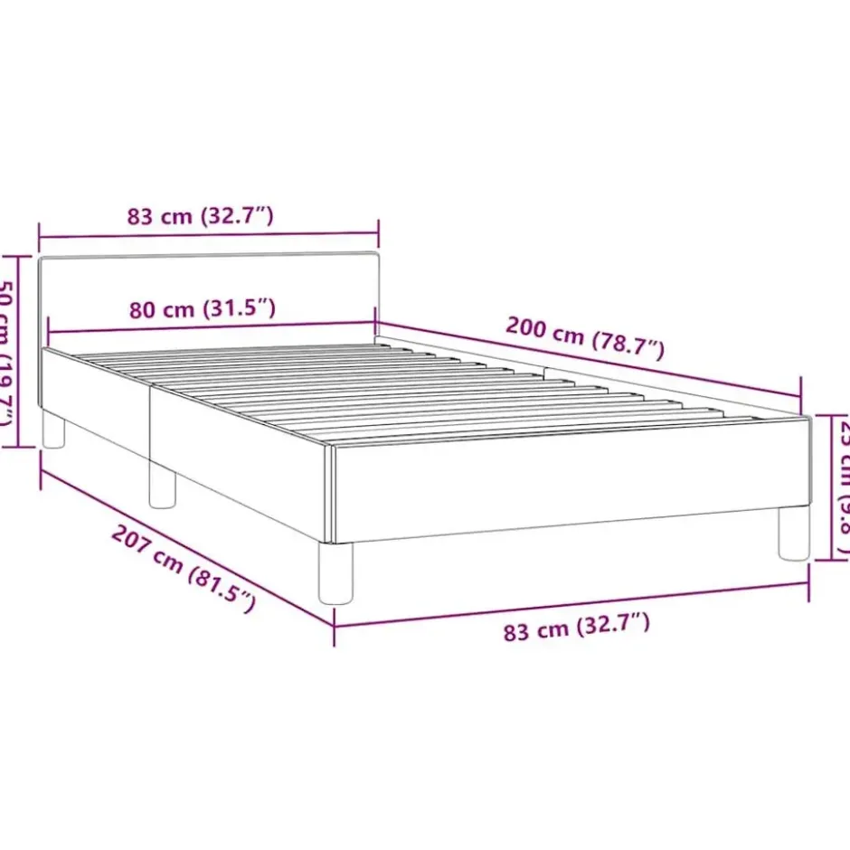 vidaXL - Bed frame met hoofdeinde excl. matras - Wit - 80x200 cm