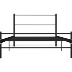 vidaXL - Bed frame met hoofdeinde en lanttenbodem - Zwart - Metaal - 90x200 cm