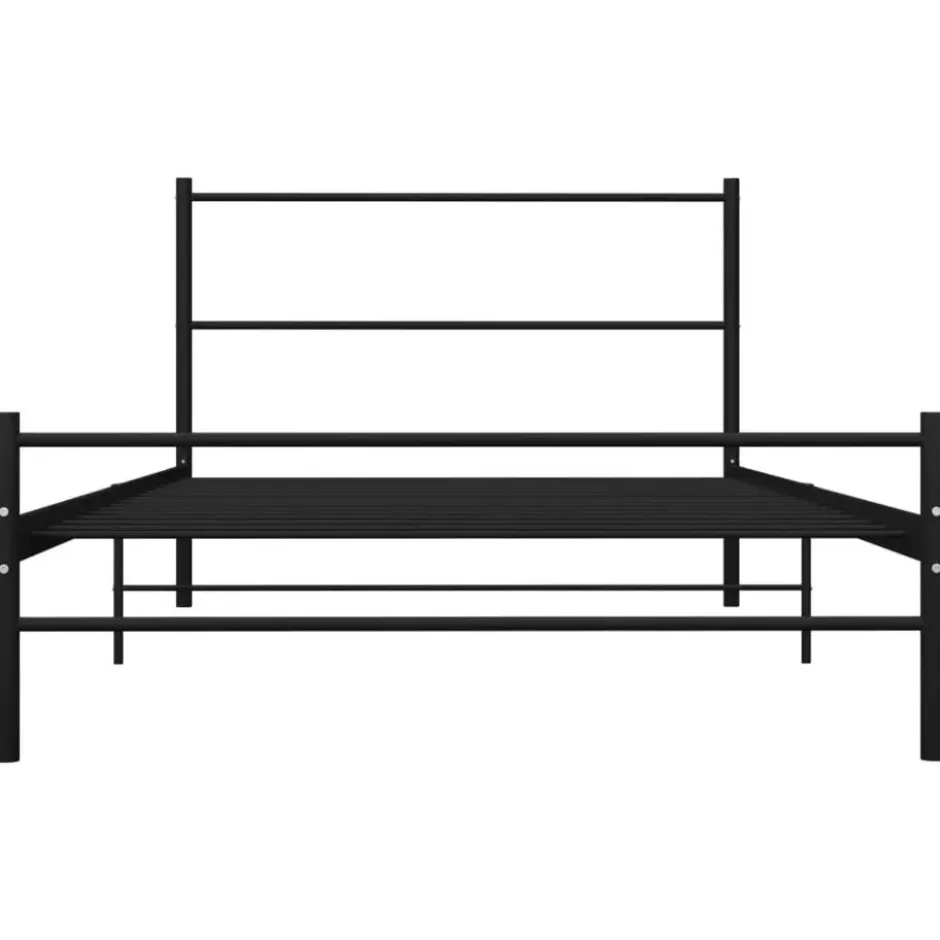 vidaXL - Bed frame met hoofdeinde en lanttenbodem - Zwart - Metaal - 90x200 cm