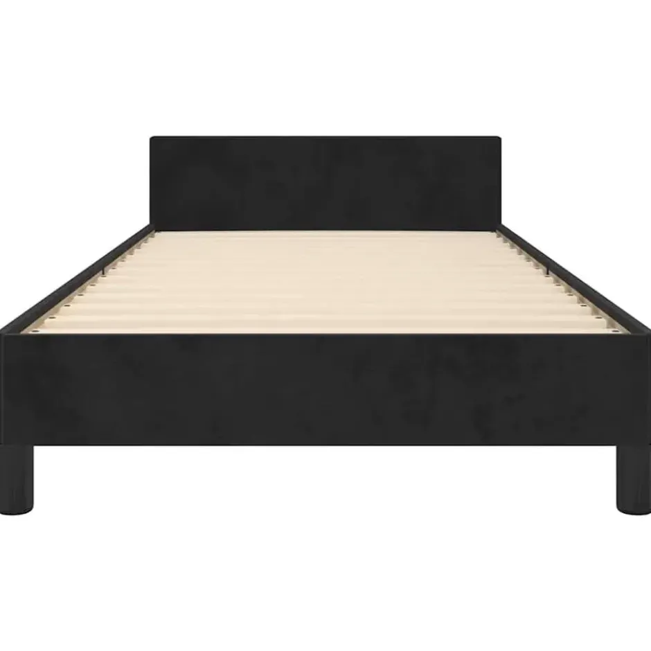 vidaXL - Bed frame met hoofdeinde zonder matras - Zwart - Fluweel - 80x200 cm