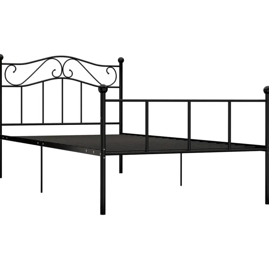 vidaXL - Bed frame met hoofdeinde en lattenbodem - Zwart - Metaal - 90x200 cm