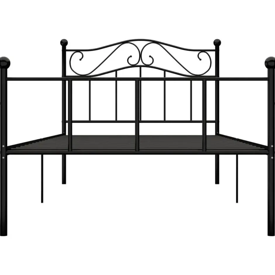 vidaXL - Bed frame met hoofdeinde en lattenbodem - Zwart - Metaal - 90x200 cm