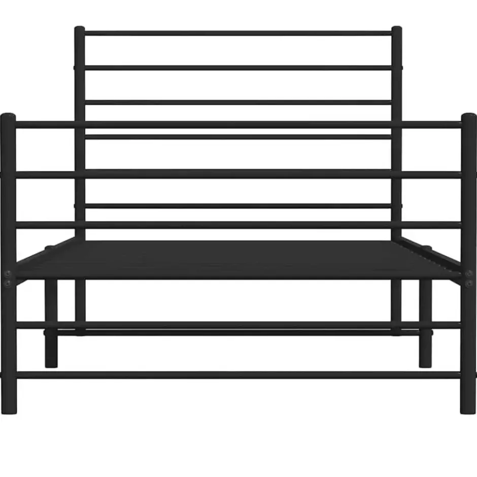 vidaXL - Bed frame met hoofdeinde - Zwart - Metaal - 90x200 cm