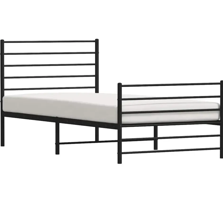 vidaXL - Bed frame met hoofdeinde - Zwart - Metaal - 90x200 cm