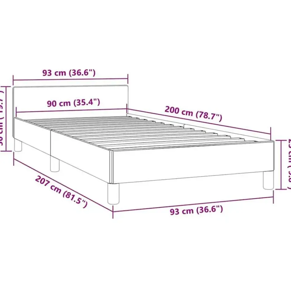 vidaXL - Bed frame met hoofdeinde - Wit - Metaal - 90 x 200 cm