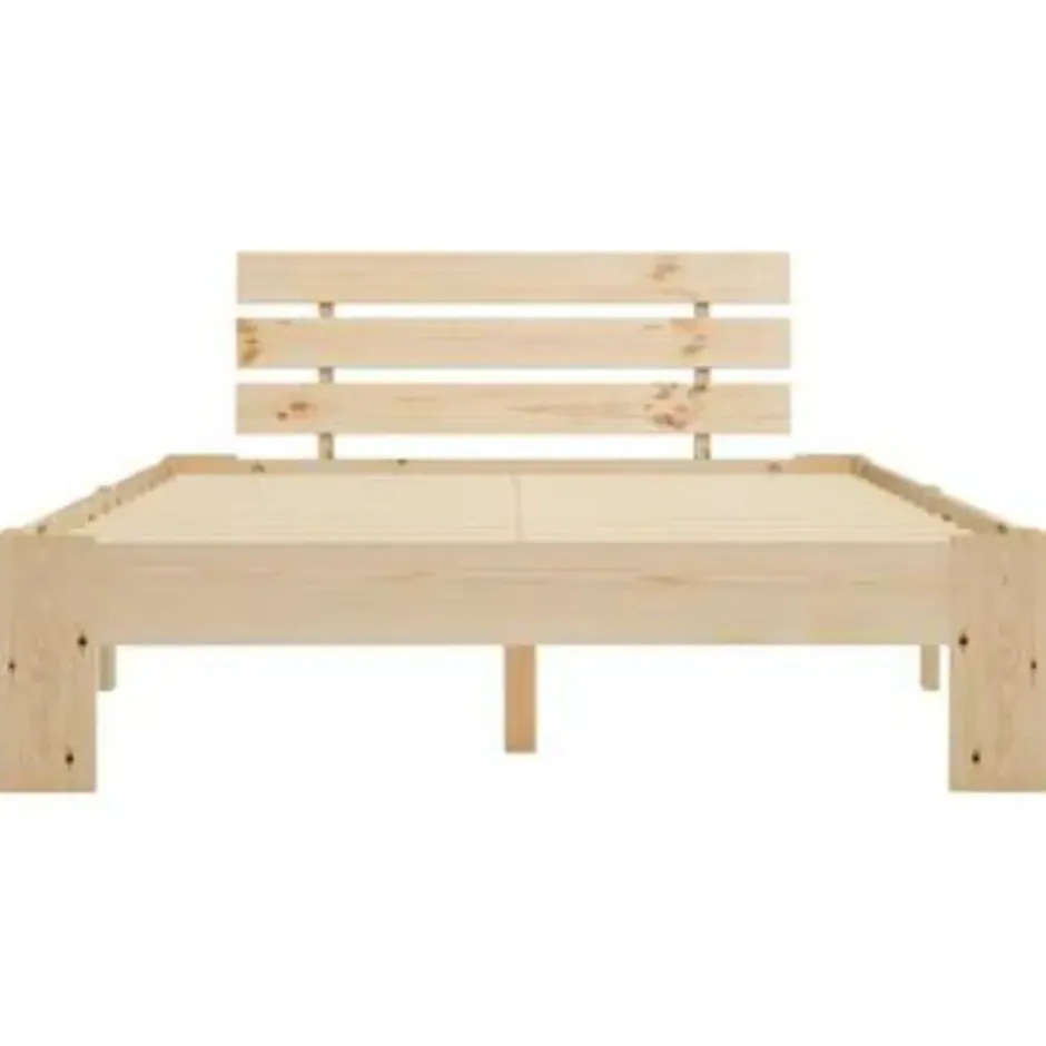 vidaXL - Bed frame met hoofdeinde - Bruin - Massief grenenhout - 120x200 cm