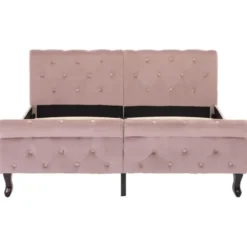 vidaXL - Bed frame met hoofdeinde - Roze - Fluweel - 140x200 cm