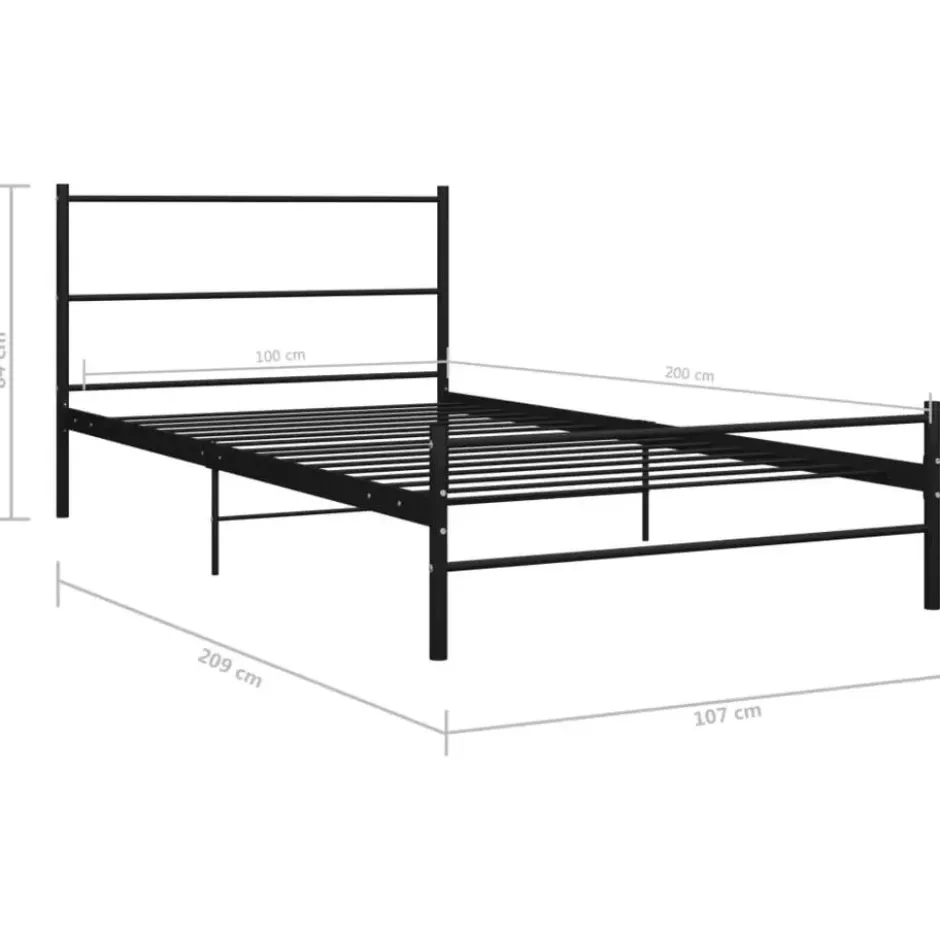 vidaXL - Bed frame met hoofdeinde - Zwart - Metaal - 100x200 cm