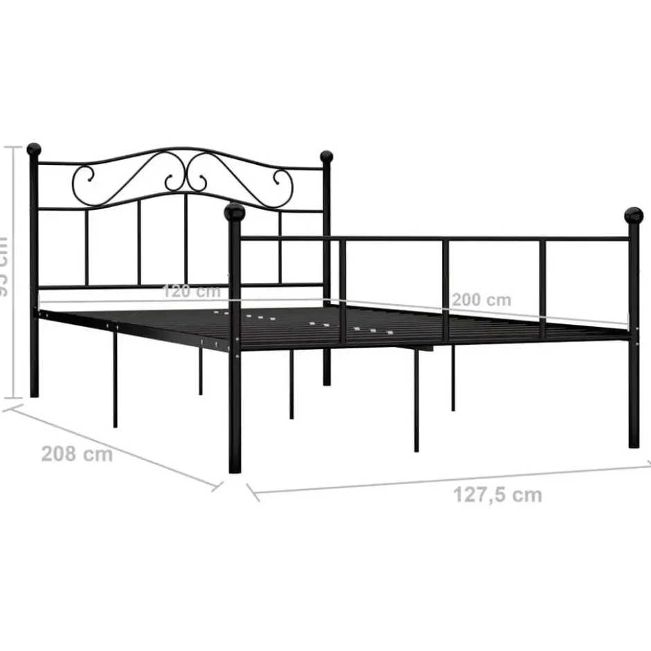 vidaXL - Bed frame met hoofdeinde - Zwart - Metaal - 120x200 cm