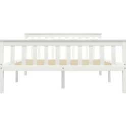 vidaXL - Bed frame met hoofdeinde - Wit - Massief grenenhout - 140x200 cm
