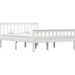 vidaXL - Bed frame met hoofdeinde - Wit - Massief grenenhout - 140x200 cm
