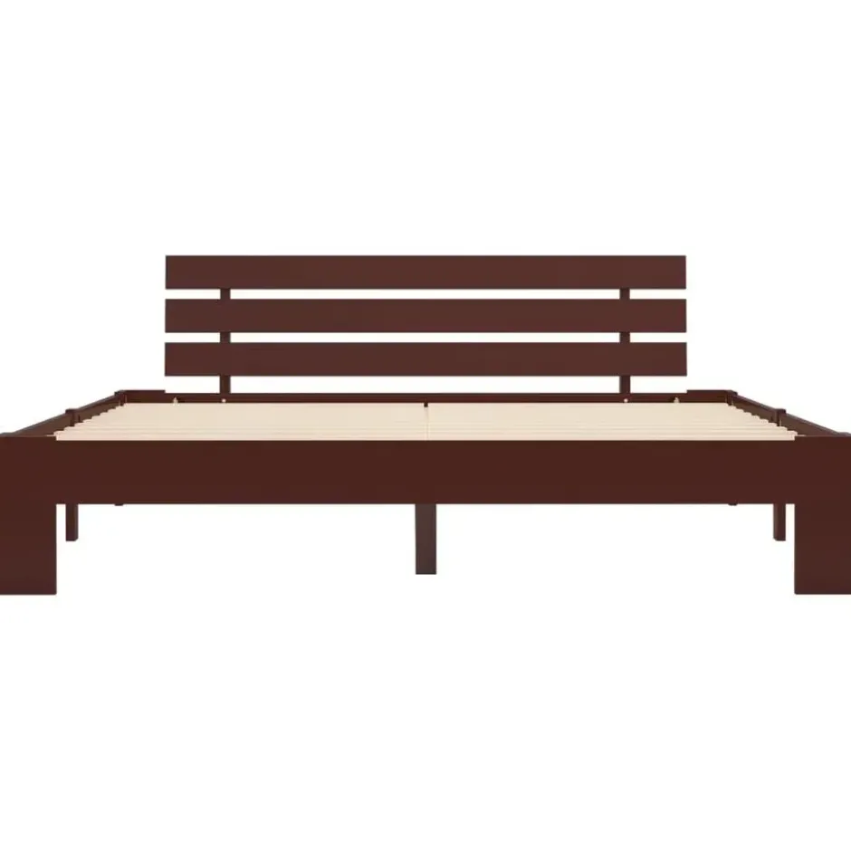 vidaXL - Bed frame met hoofdeinde - Donkerbruin - Grenenhout - 160x200 cm