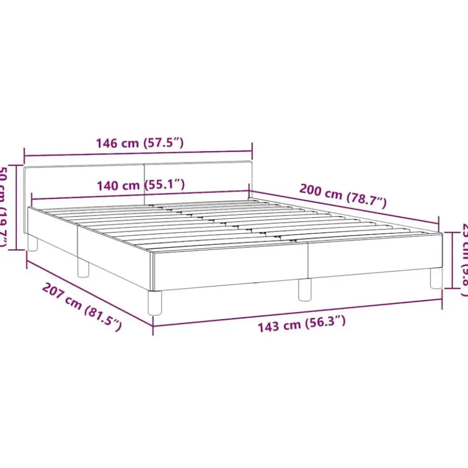 vidaXL - Bed frame met hoofdeinde - Donkergrijs - Stof - 140 x 200 cm