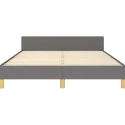 vidaXL - Bed frame met hoofdeinde - Donkergrijs - Stof - 140 x 200 cm