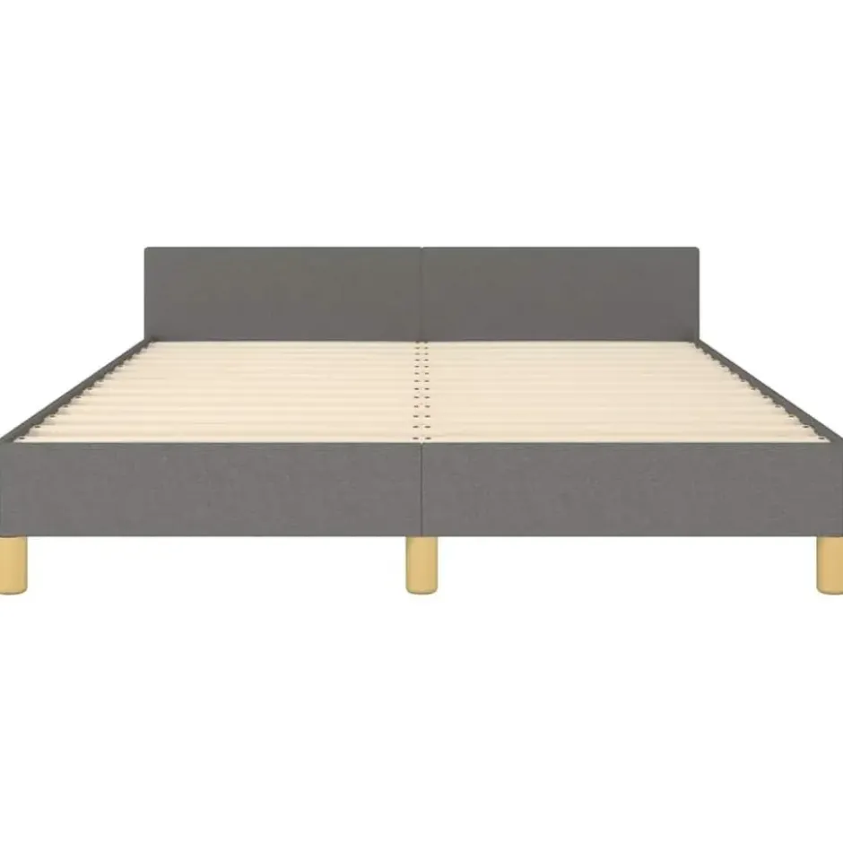 vidaXL - Bed frame met hoofdeinde - Donkergrijs - Stof - 140 x 200 cm