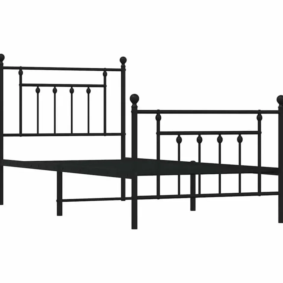 vidaXL - Bed frame met hoofd- en voeteneinde - Zwart - Metaal - 90x190 cm