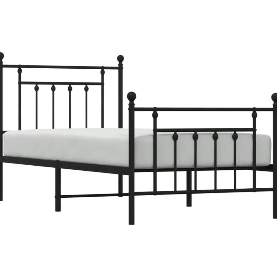 vidaXL - Bed frame met hoofd- en voeteneinde - Zwart - Metaal - 90x190 cm