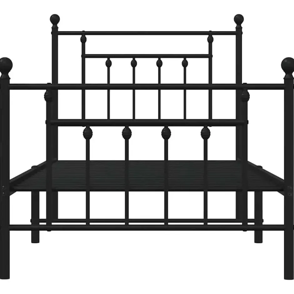vidaXL - Bed frame met hoofd- en voeteneinde - Zwart - Metaal - 90x190 cm