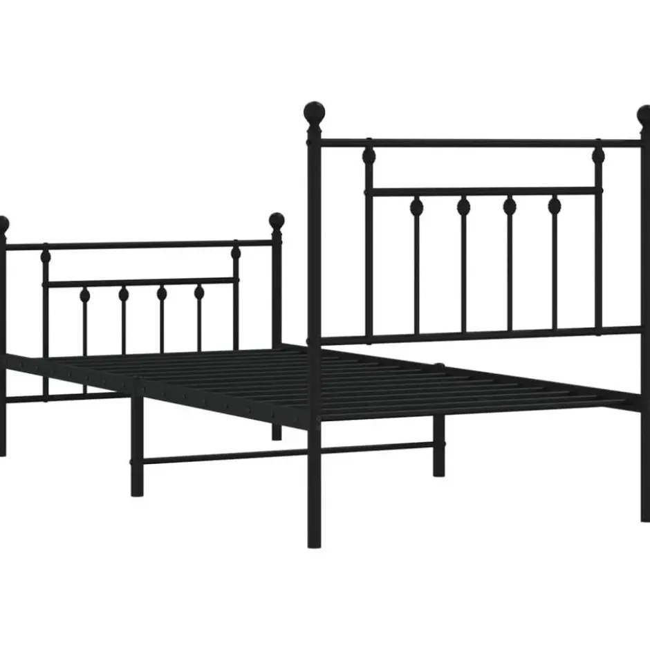 vidaXL - Bed frame met hoofd- en voeteneinde - Zwart - Metaal - 90x190 cm