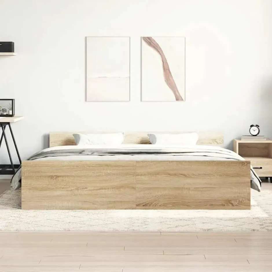 vidaXL - Bed frame met hoofd- en voeteneinde - Sonoma eikenkleur - 160x200 cm