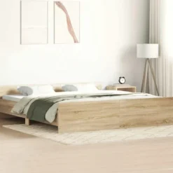 vidaXL - Bed frame met hoofd- en voeteneinde - Sonoma eikenkleur - 160x200 cm