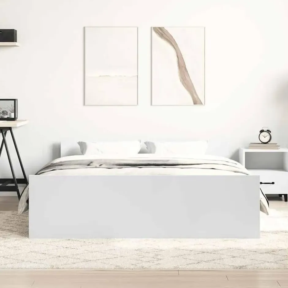vidaXL - Bed frame met hoofd- en voeteneinde - Wit - 140x200 cm