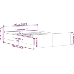 vidaXL - Bed frame met hoofd- en voeteneinde - Wit - 140x200 cm
