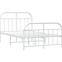 vidaXL - Bed frame met hoofd- en voeteneinde - Wit - Metaal - 120x200 cm