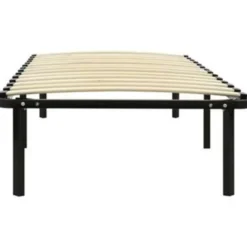 vidaXL - Bed frame met hout lattenbodem - Zwart - Metaal - 90x200 cm