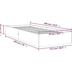 vidaXL - Bed frame met lattenbodem - Naturel - Massief hout - 75x190 cm