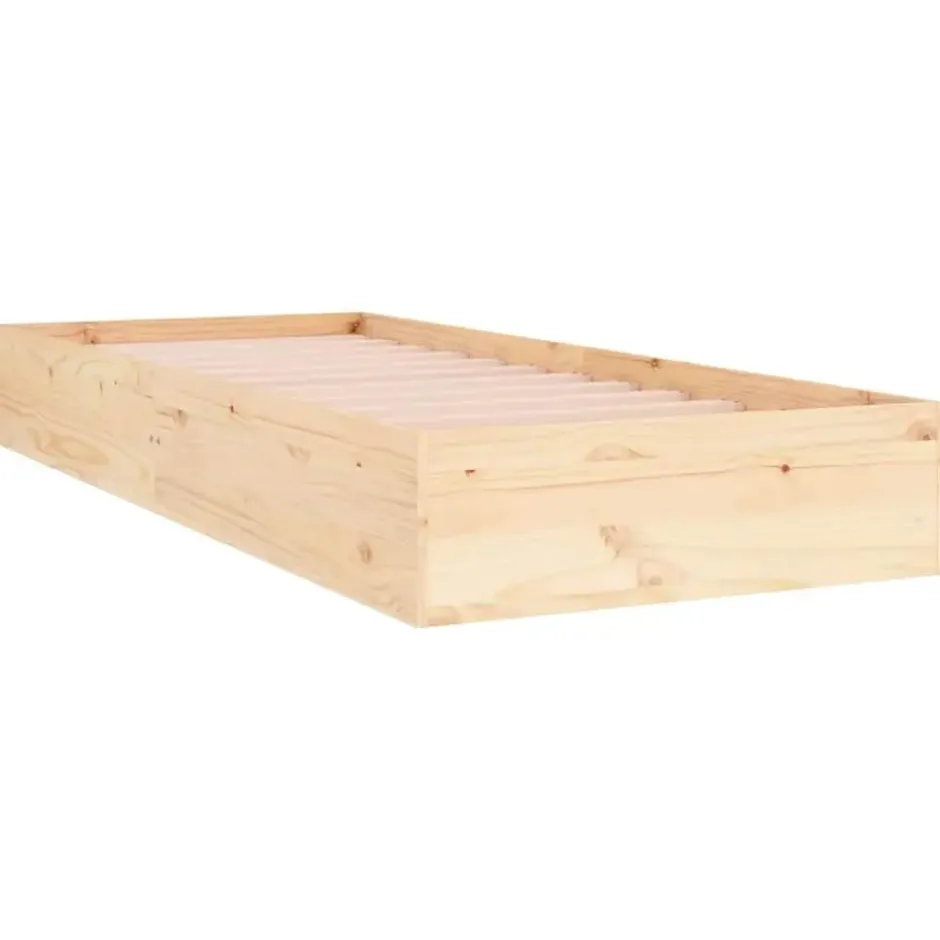 vidaXL - Bed frame met lattenbodem - Naturel - Massief hout - 75x190 cm