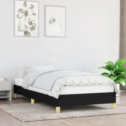 vidaXL - Bed frame met lattenbodem zonder matras Zwart - Stof - 90x200 cm