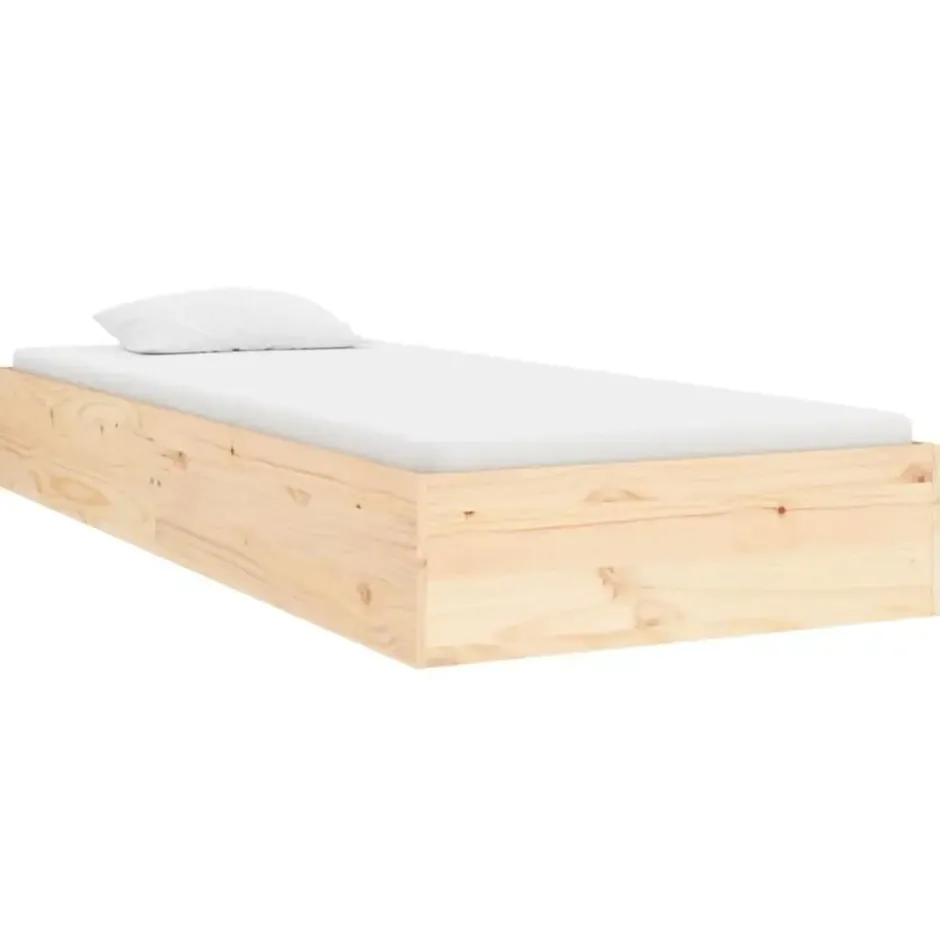vidaXL - Bed frame met lattenbodem - Naturel - Massief hout - 90x190 cm