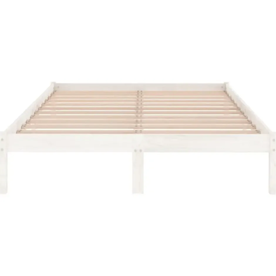 vidaXL - Bed frame met lattenbodem - Wit - Massief grenenhout - 140x200 cm