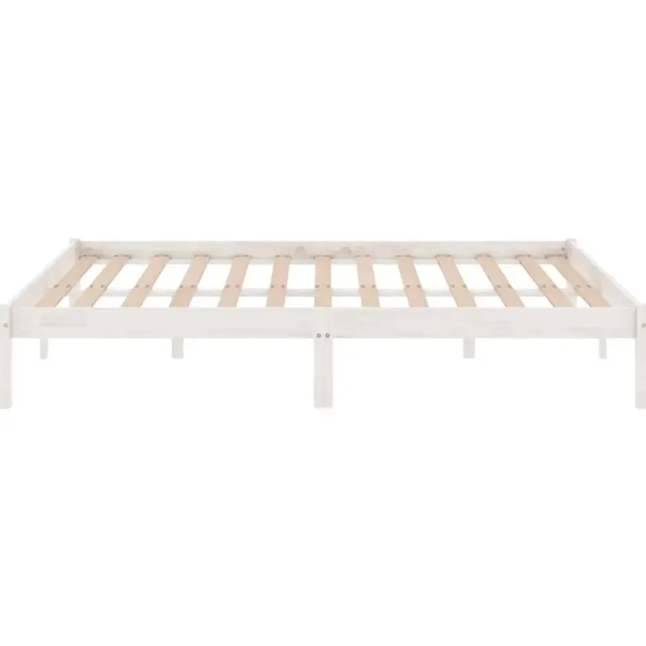 vidaXL - Bed frame met lattenbodem - Wit - Massief grenenhout - 140x200 cm