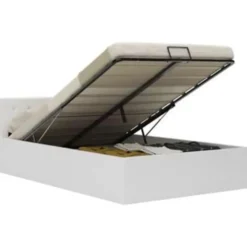 vidaXL-Bed frame met opbergruimte - Hydraulisch - Wit - Kunstleer -120x200 cm