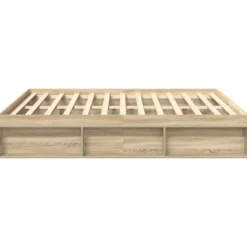 vidaXL - Bed frame met opbergruimte - Sonoma eikenkleurig - Hout - 200x200 cm