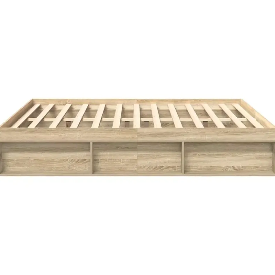 vidaXL - Bed frame met opbergruimte - Sonoma eikenkleurig - Hout - 200x200 cm