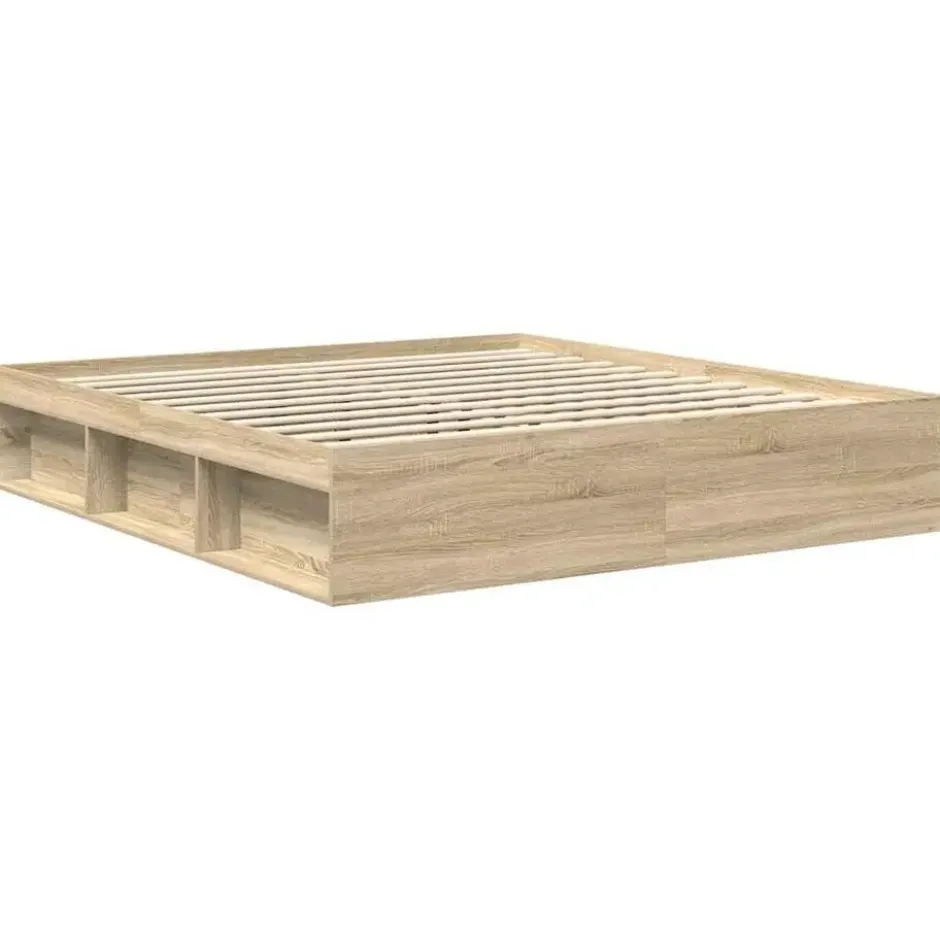 vidaXL - Bed frame met opbergruimte - Sonoma eikenkleurig - Hout - 200x200 cm