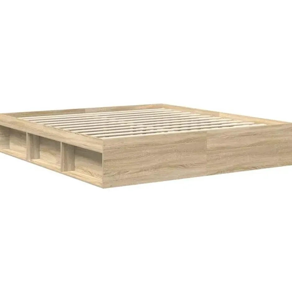 vidaXL - Bed frame met opbergruimte - Sonoma eikenkleurig - Hout - 200x200 cm