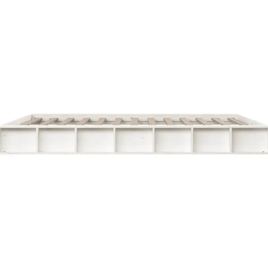vidaXL - Bed frame met opbergruimte - Wit - Massief hout - 160x200 cm