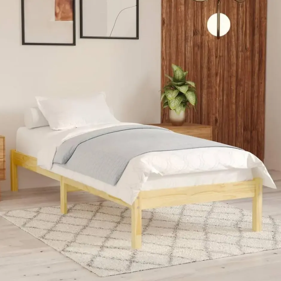vidaXL - Bed frame - Naturel - Massief grenenhout - 90x200 cm