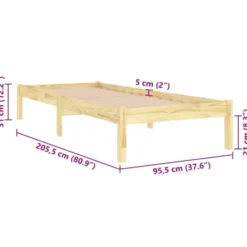 vidaXL - Bed frame - Naturel - Massief grenenhout - 90x200 cm
