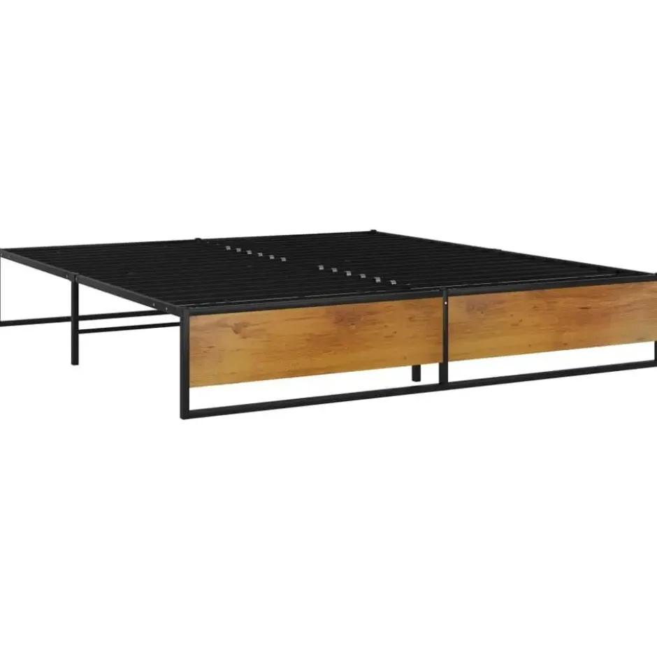 vidaXL - Bed frame pallet - Zwart - Metaal en MDF - 160x200 cm