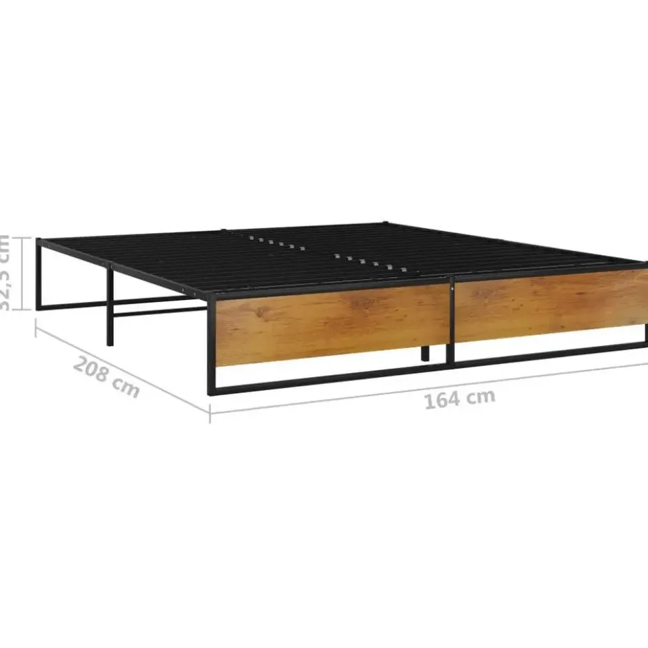 vidaXL - Bed frame pallet - Zwart - Metaal en MDF - 160x200 cm