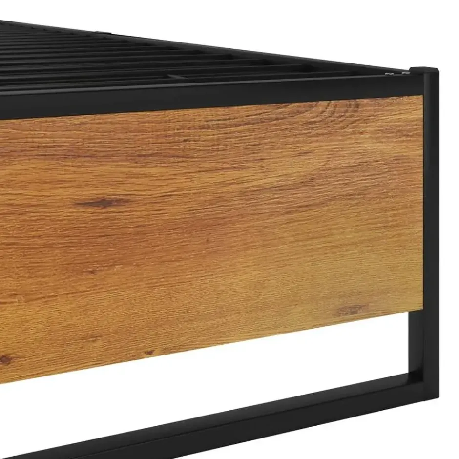 vidaXL - Bed frame pallet - Zwart - Metaal en MDF - 160x200 cm