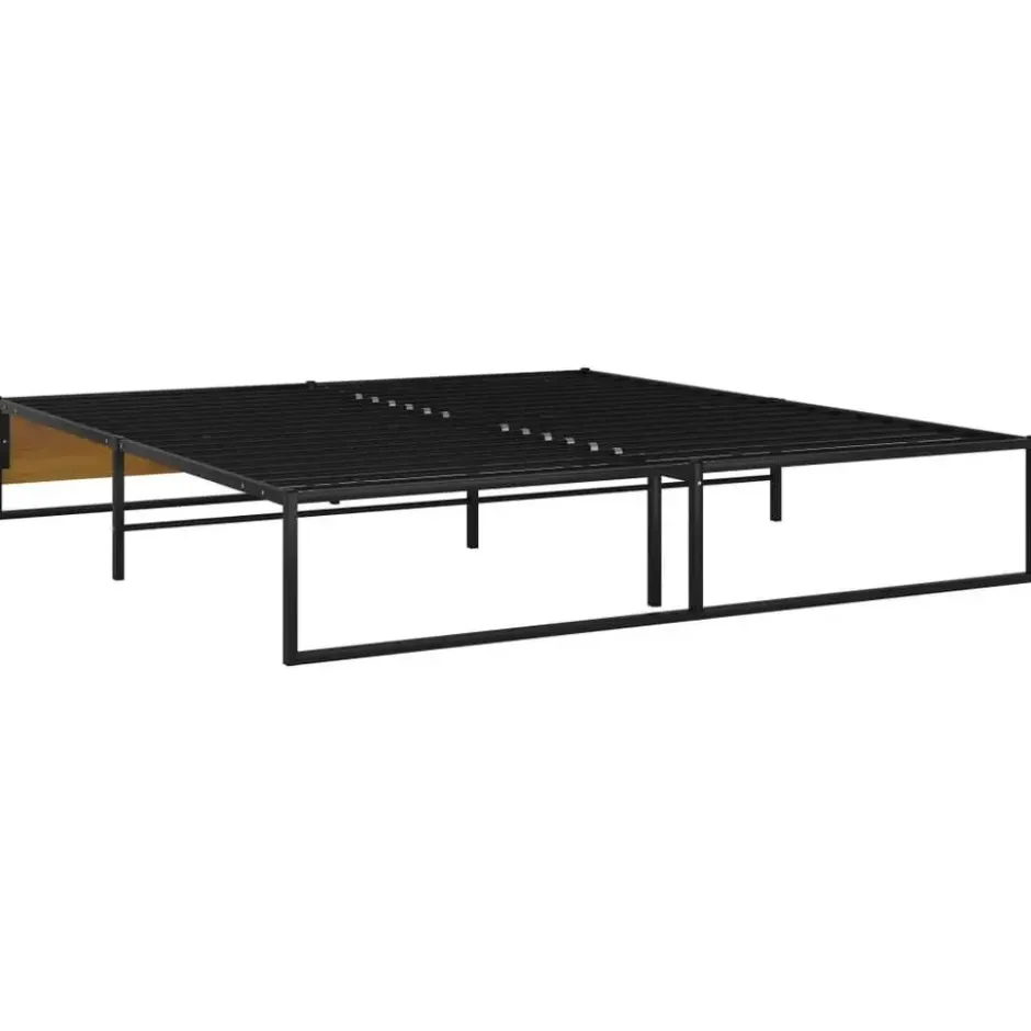 vidaXL - Bed frame pallet - Zwart - Metaal en MDF - 160x200 cm