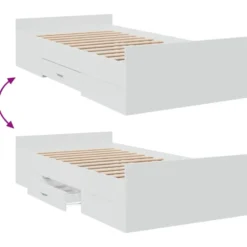 vidaXL - Bedframe - Wit - Bewerkt hout - 90 x 190 cm
